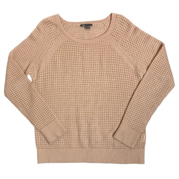 Vince Waffle-knit Pull Over Cashmere Blend Sweater - Picture 3 of 14